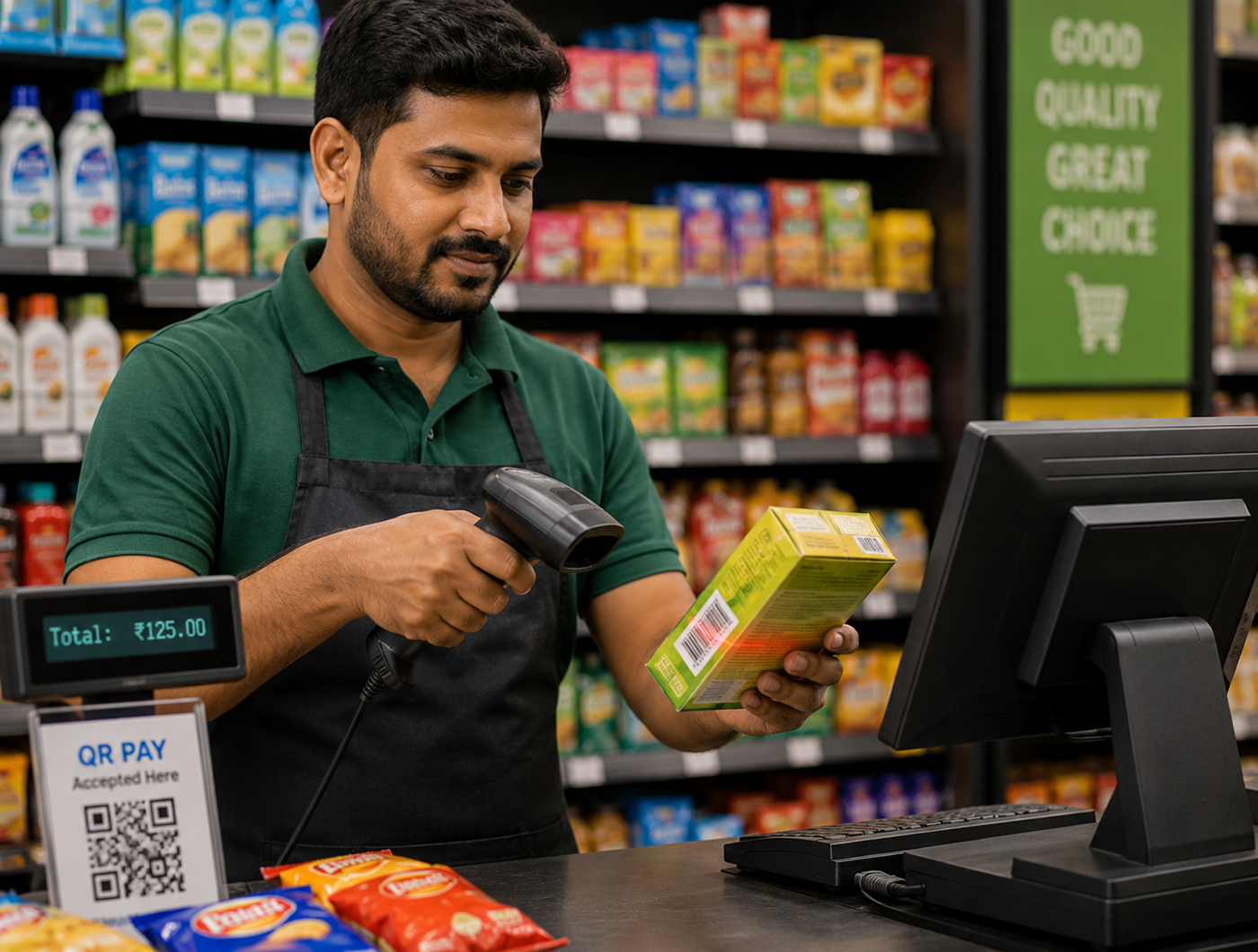 Retail Store Billing Counter Barcode Scan